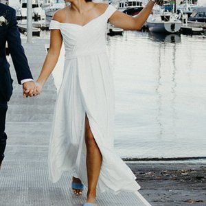 A-Line Off-Shoulder Floor-Length Velvet Gown